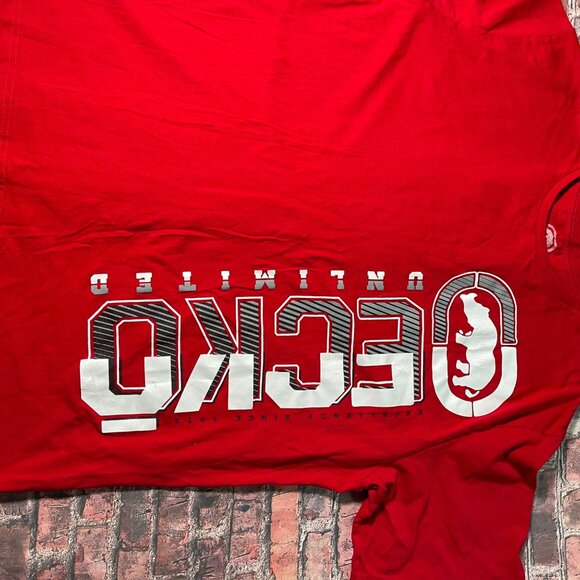 Ecko Unltd Shirt Mens 5XL Red Spell Out Graphics Grunge Y2K Hip Hop Skater Baggy - Picture 2 of 5